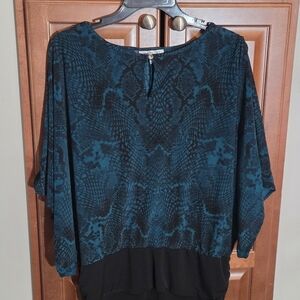 Jennifer Lopez Teal and Black Blouse